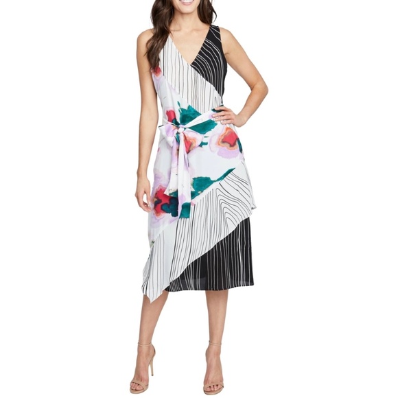 RACHEL Rachel Roy Dresses & Skirts - Rachel Roy Sleeveless V-Neck Multi Pattern Midi Dress Size Medium